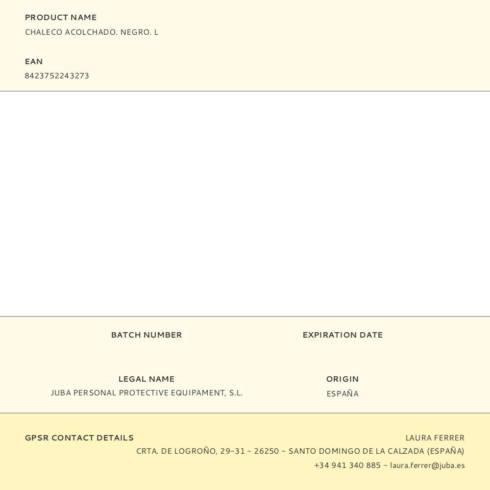 CHALECO ACOLCHADO. NEGRO. L gallery 0