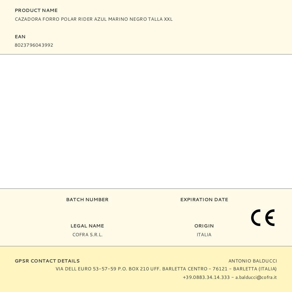 CAZADORA FORRO POLAR RIDER AZUL MARINO NEGRO TALLA XXL gallery 2