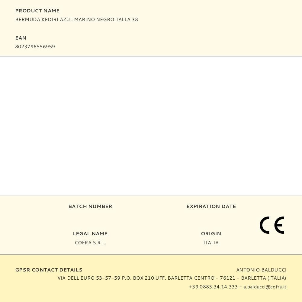 BERMUDA KEDIRI AZUL MARINO NEGRO TALLA 38 gallery 2