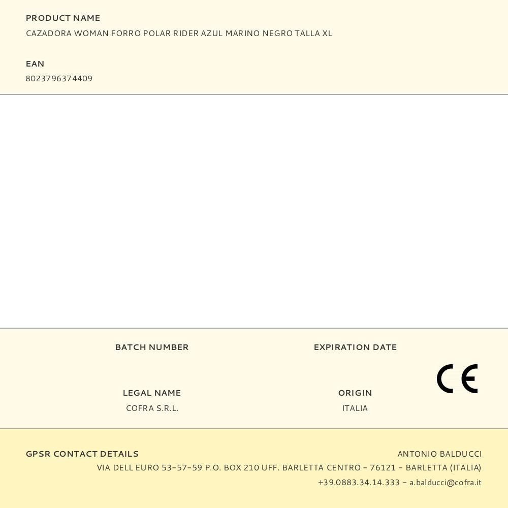 CAZADORA WOMAN FORRO POLAR RIDER AZUL MARINO NEGRO TALLA XL gallery 2