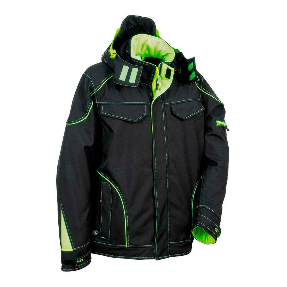 CAZADORA SOFTSHELL TECKA NEGRO LIME TALLA 50