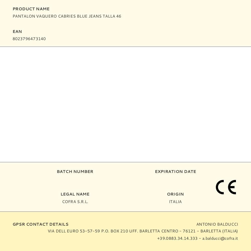 PANTALON VAQUERO CABRIES BLUE JEANS TALLA 46 gallery 4