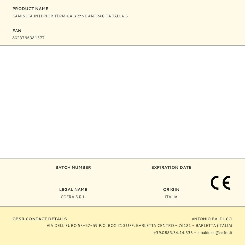 CAMISETA INTERIOR TÉRMICA BRYNE ANTRACITA TALLA S gallery 2