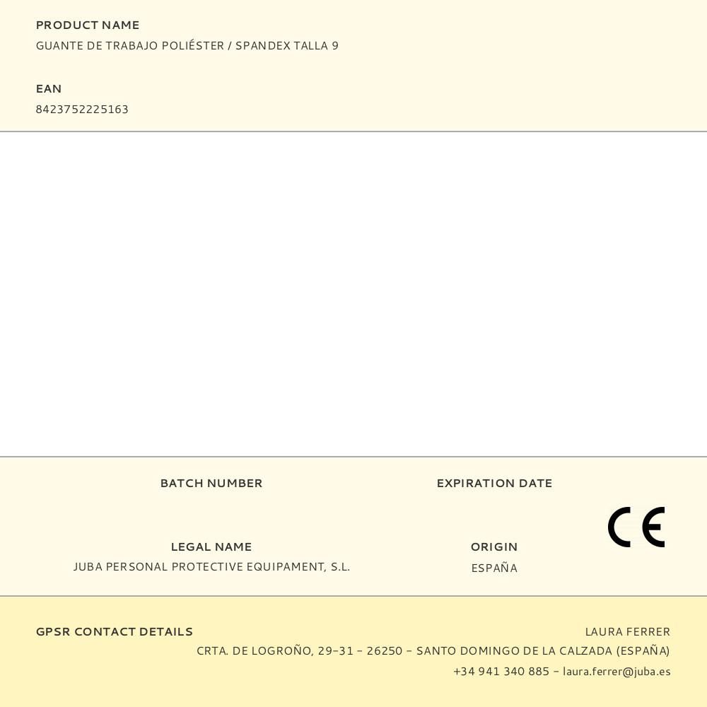 GUANTE POLIÉSTER / SPANDEX CON PALMA LÁTEX ARENOSO, T-09 gallery 3