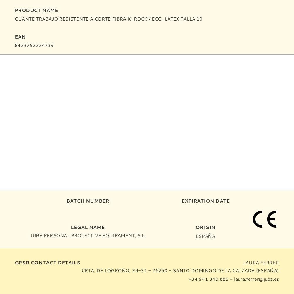 GUANTE POLIÉSTER / ELASTANO / K-ROCK PALMA LÁTEX, RESISTENTE A CORTE, T-10 gallery 4