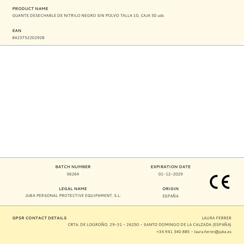 GUANTE NITRILO, SIN POLVO, DESECHABLE, NEGRO, T-10, CAJA 50 uds gallery 3