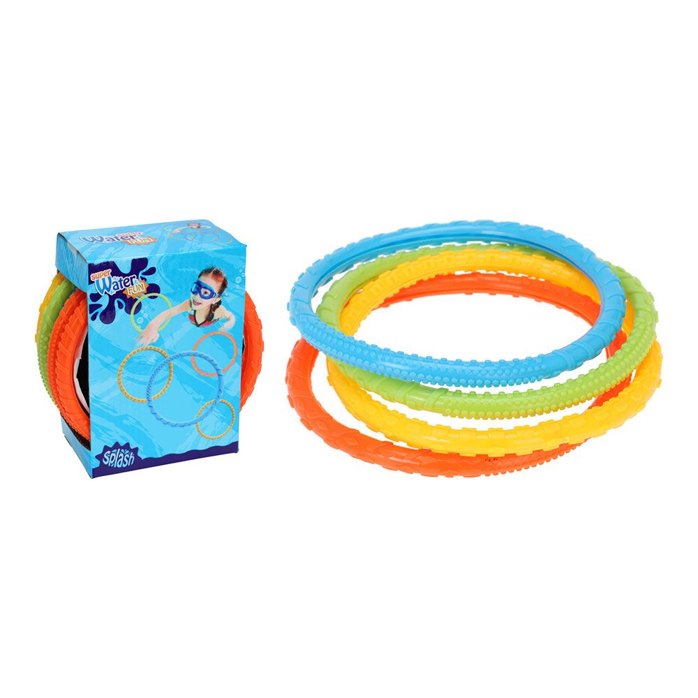 JUGUETES DE BUCEO, SET DE 4 AROS DE COLORES DIÁMETRO 15cm
