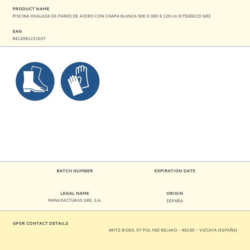 PISCINA CON PARED DE ACERO Y CHAPA BLANCA, OVALADA, CON DEPURADORA, 500 x 300 x 120 cm gallery 0