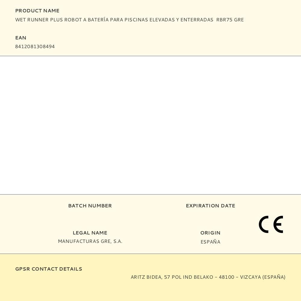 WET RUNNER PLUS ROBOT A BATERÍA PARA PISCINAS ELEVADAS Y ENTERRADAS RBR75 GRE gallery 0