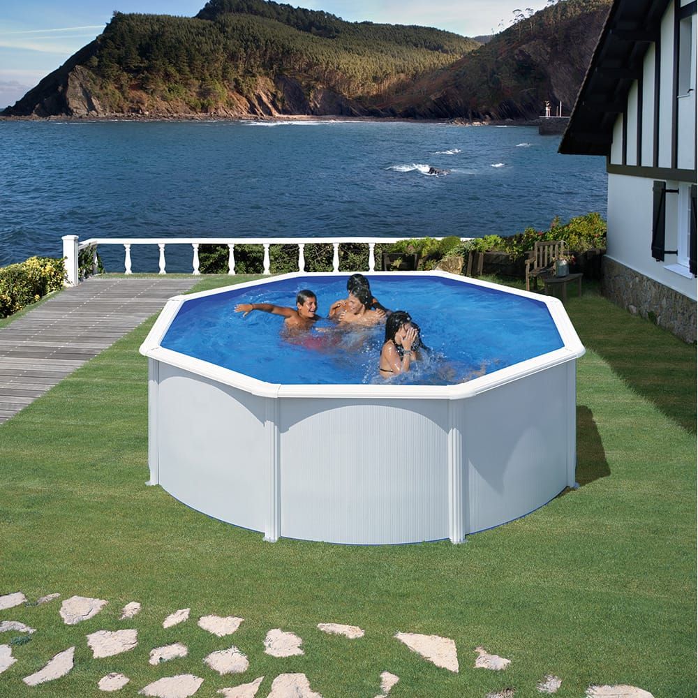 PISCINA CON PARED DE ACERO Y CHAPA BLANCA, REDONDA, CON DEPURADORA, Ø350 x 120 cm gallery 0