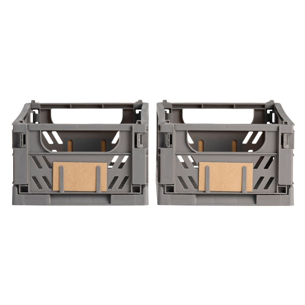 CAJA ALMACENAJE PLEGABLE GRIS 25 x 16,5 x 10 cm SET 2 PIEZAS gallery 0