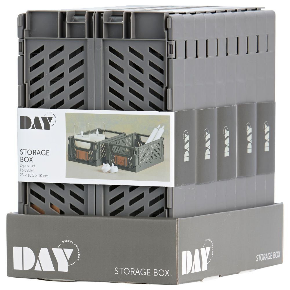 CAJA ALMACENAJE PLEGABLE GRIS 25 x 16,5 x 10 cm SET 2 PIEZAS gallery 1