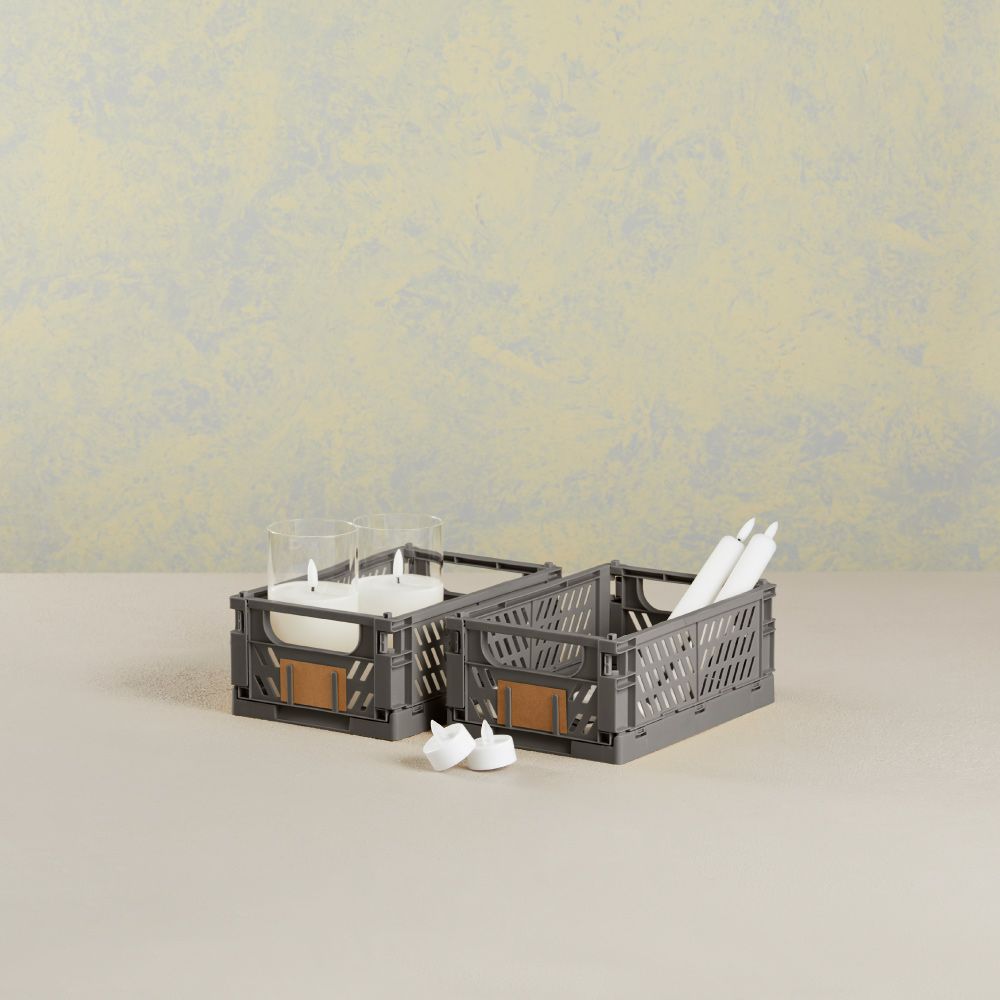 CAJA ALMACENAJE PLEGABLE GRIS 25 x 16,5 x 10 cm SET 2 PIEZAS gallery 2