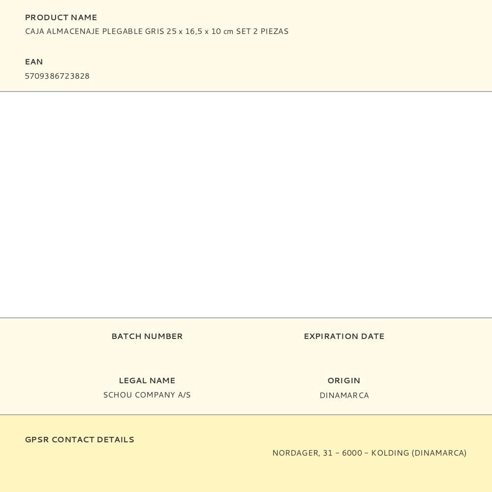 CAJA ALMACENAJE PLEGABLE GRIS 25 x 16,5 x 10 cm SET 2 PIEZAS gallery 4