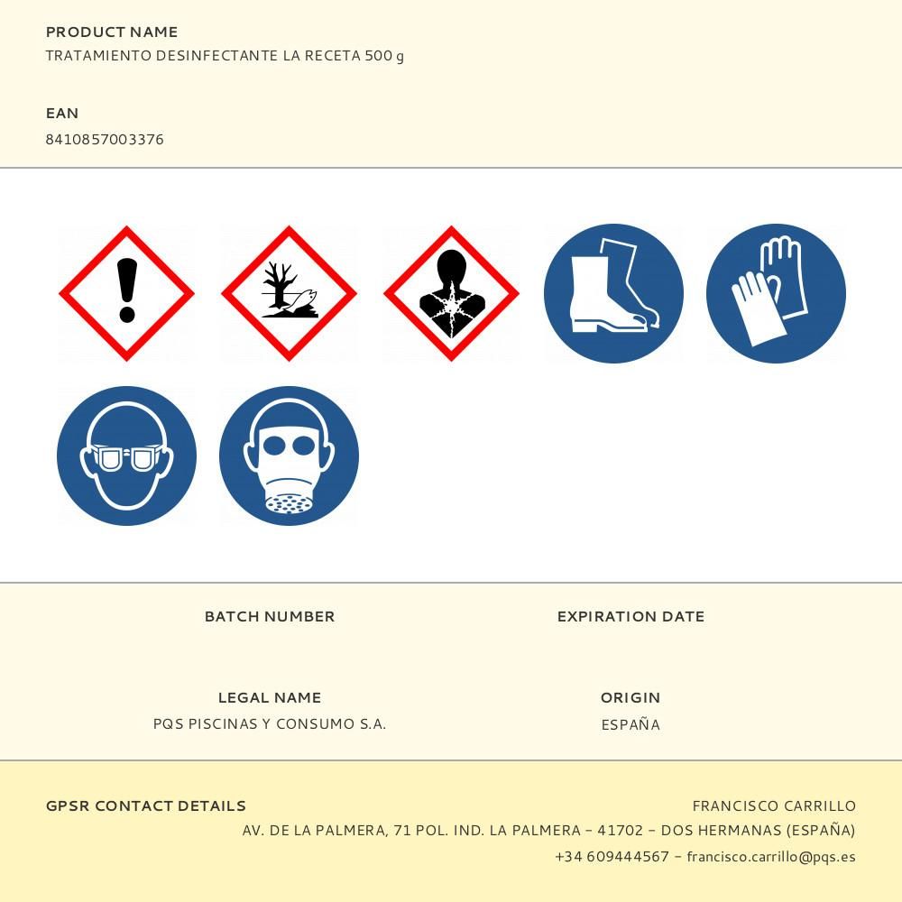 TRATAMIENTO DESINFECTANTE, LA RECETA IDEAL, BOTE 500 g gallery 1