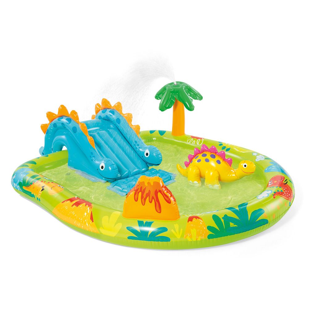 PISCINA HINCHABLE INFANTIL MODELO DINO CON TOBOGÁN, 191 x 152 x 58 cm