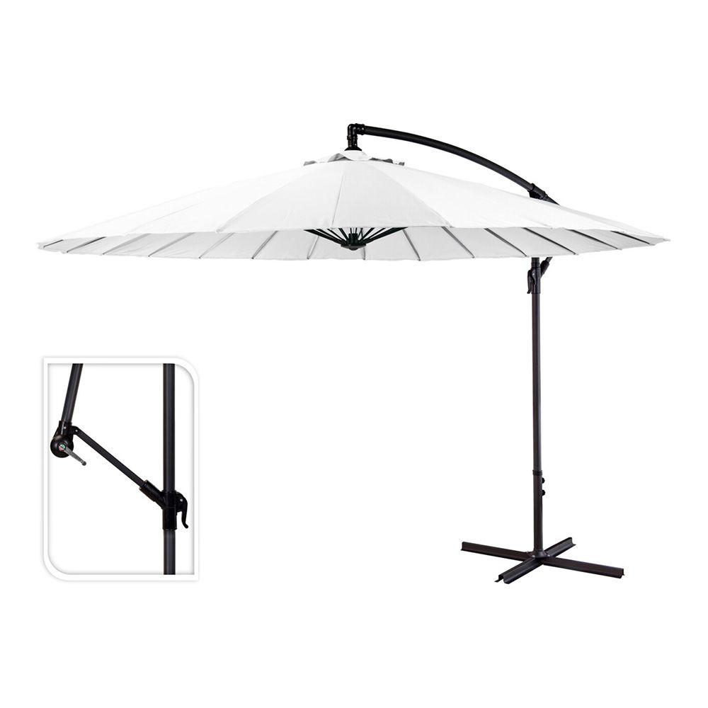 PARASOL EXCÉNTRICO Ø300 cm ALTURA MAXIMA 3 m COLOR: BLANCO