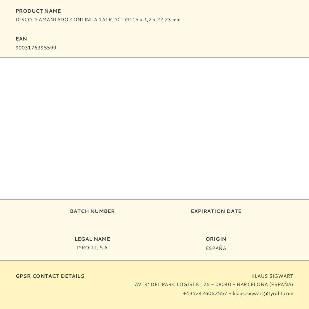 DISCO DIAMANTADO CONTINUO 1A1R DCT Ø115 x 1,2 x 22,23 mm gallery 0