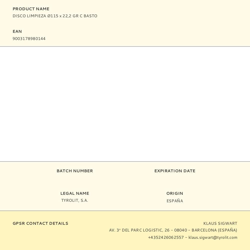 DISCO LIMPIEZA Ø115 x 22,2 GR C BASTO gallery 0