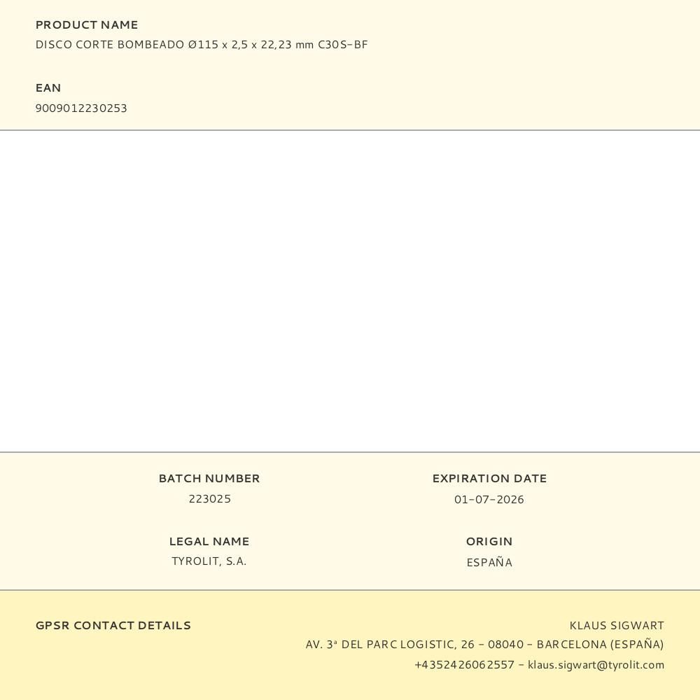 DISCO CORTE PIEDRA Ø115 x 2,5 x 22,23 mm C30S-BF gallery 0
