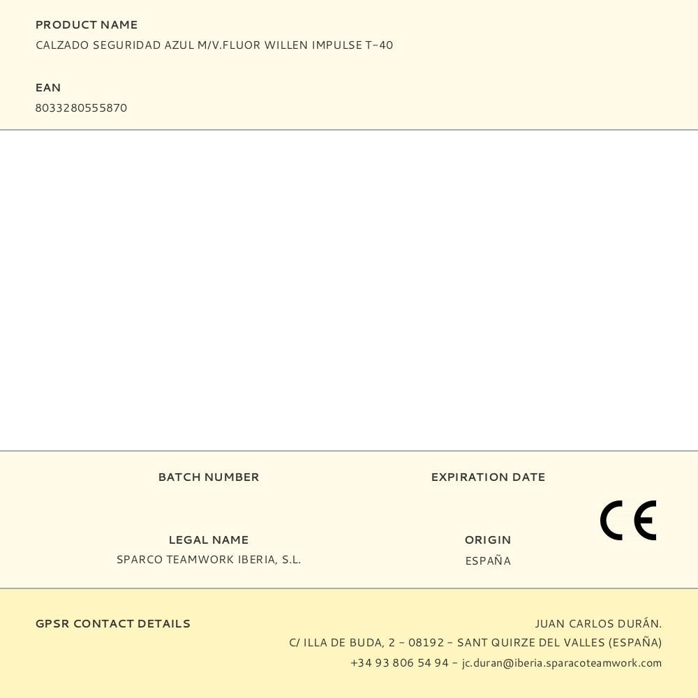 CALZADO SEGURIDAD AZUL M/V.FLUOR WILLEN IMPULSE T-40 gallery 2
