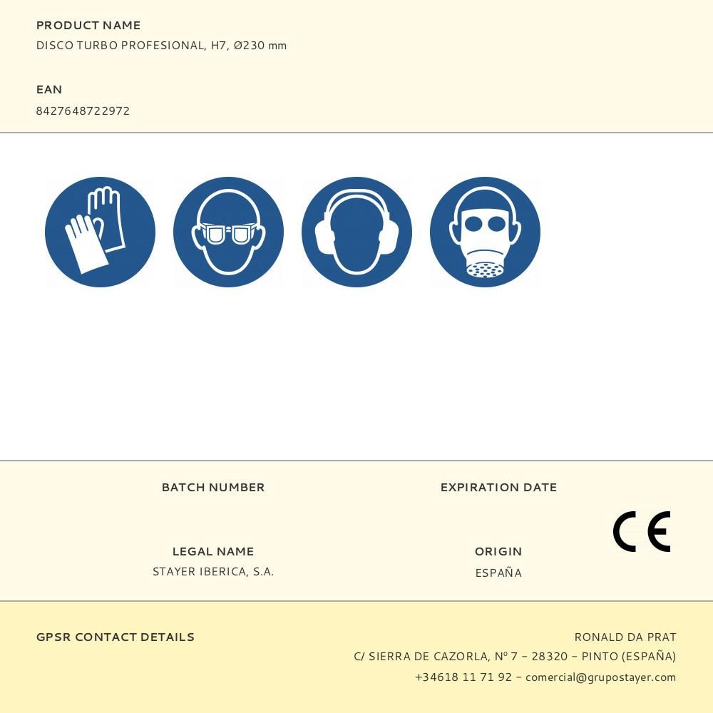 DISCO TURBO PLUS LÁGRIMA Ø230 x 2 x 22,2 mm gallery 0