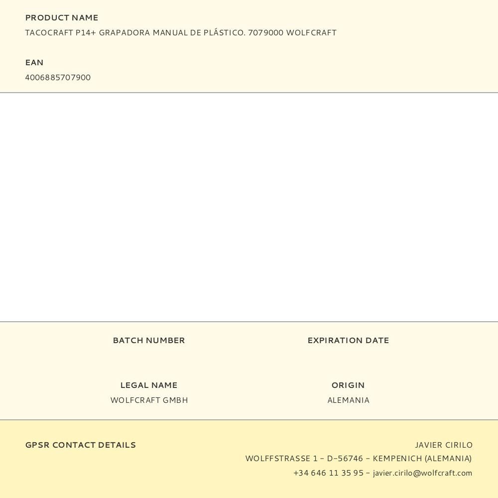 GRAPADORA MANUAL DE PLÁSTICO TACOCRAFT P14 gallery 2