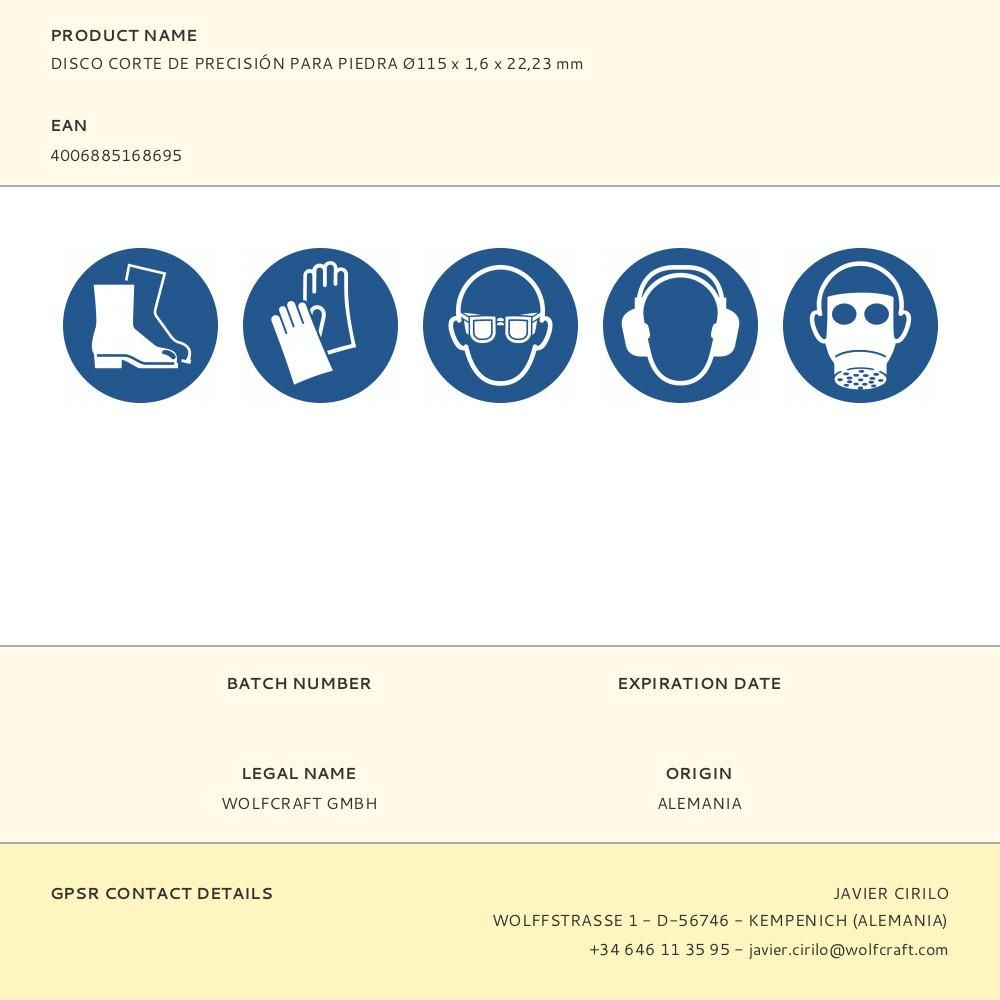 DISCO CORTE DE PRECISIÓN PARA PIEDRA Ø115 x 1,6 x 22,23 mm gallery 1