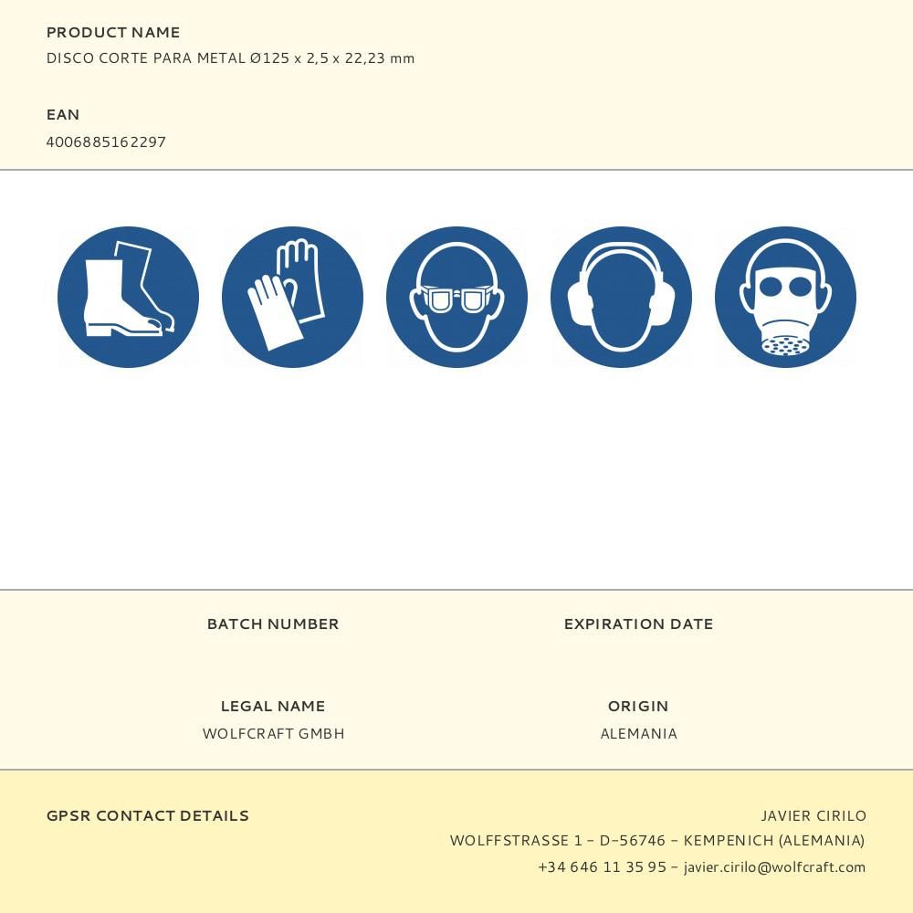 DISCO CORTE ABOMBADO PARA METAL Ø125 x 2,5 x 22,23 mm gallery 1