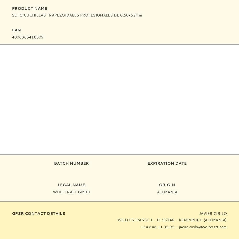 SET 5 CUCHILLAS TRAPEZOIDALES PROFESIONALES DE 0,50x52mm gallery 0