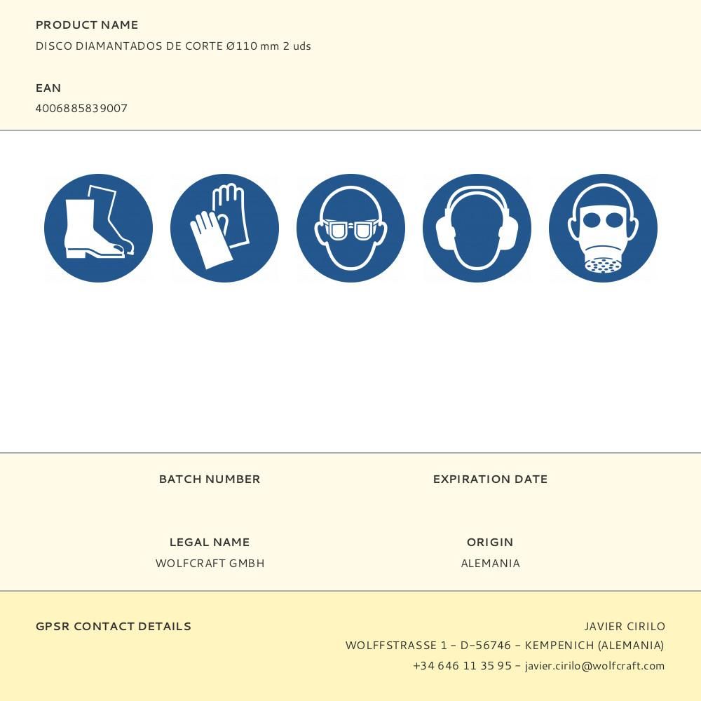 DISCO DIAMANTADO DE CORTE Ø110 mm 2 uds gallery 0