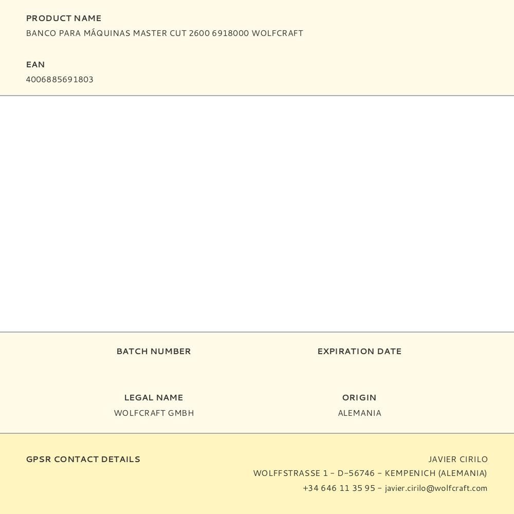 BANCO PARA MÁQUINAS MASTER CUT 2600 gallery 1