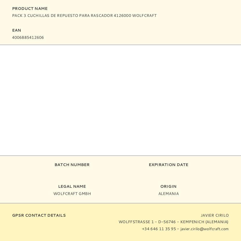 PACK 3 CUCHILLAS DE REPUESTO PARA RASCADOR 4126000 WOLFCRAFT gallery 1