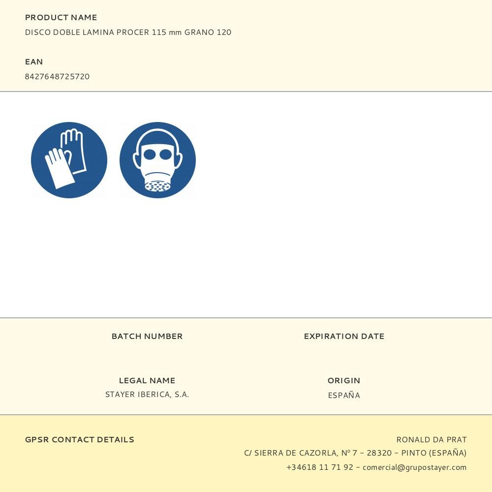 DISCO DOBLE LAMINA PROCER 115 mm GRANO 120 gallery 0