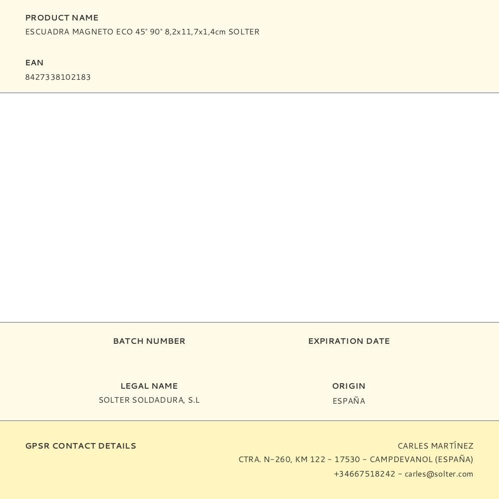 ESCUADRA MAGNETO ECO 45° 90° 8,2x11,7x1,4cm SOLTER gallery 1