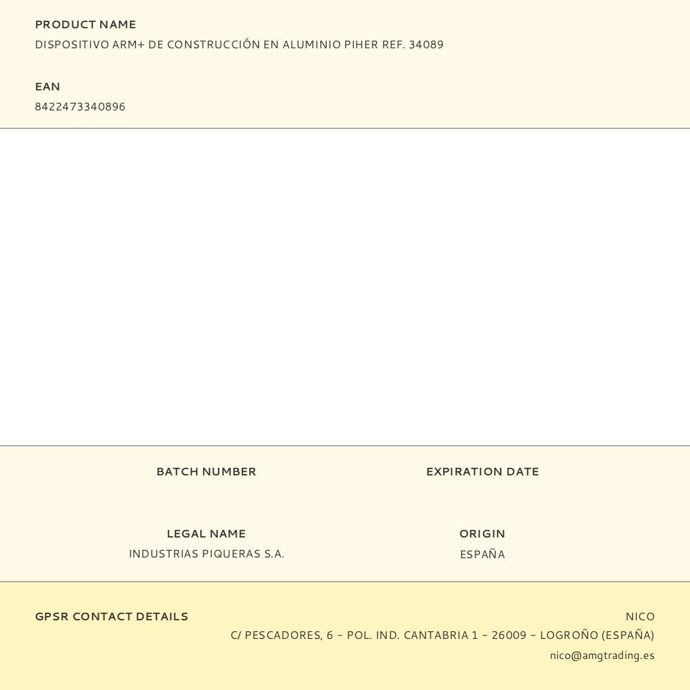 DISPOSITIVO ARM+ DE CONSTRUCCIÓN EN ALUMINIO PIHER REF. 34089 gallery 3