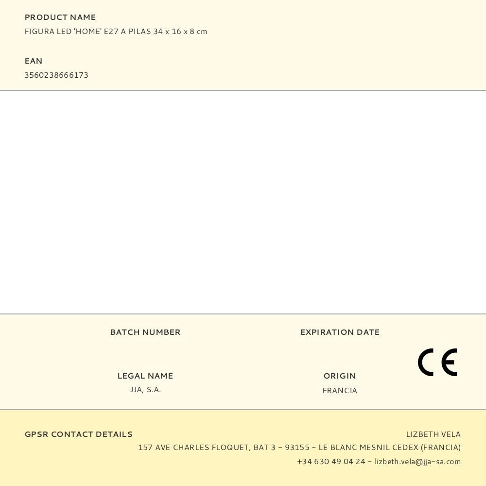 FIGURA LED 'HOME' E27 A PILAS 34 x 16 x 8 cm gallery 0