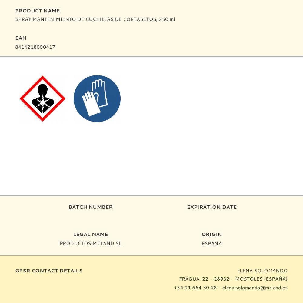 SPRAY MANTENIMIENTO DE CUCHILLAS DE CORTASETOS, 250 ml gallery 0