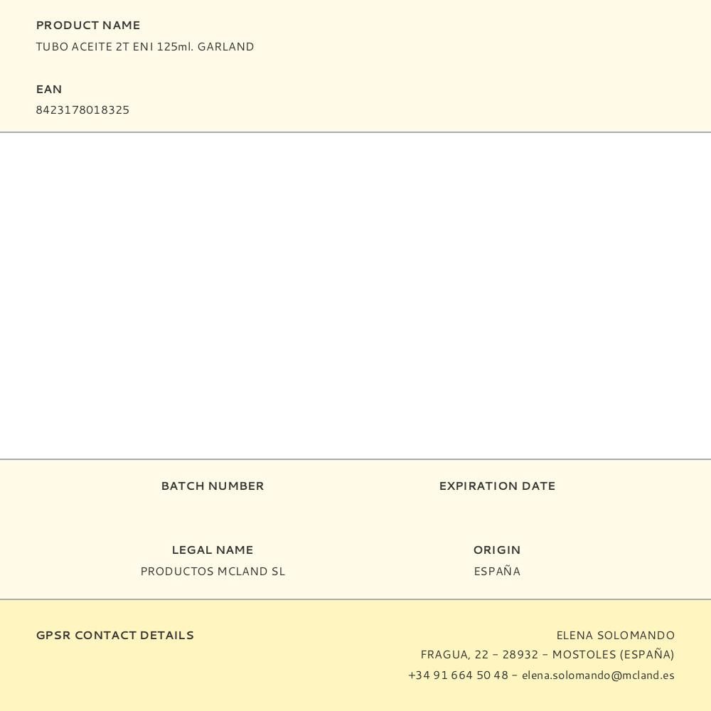 TUBO ACEITE 2T ENI 125ml. GARLAND gallery 0