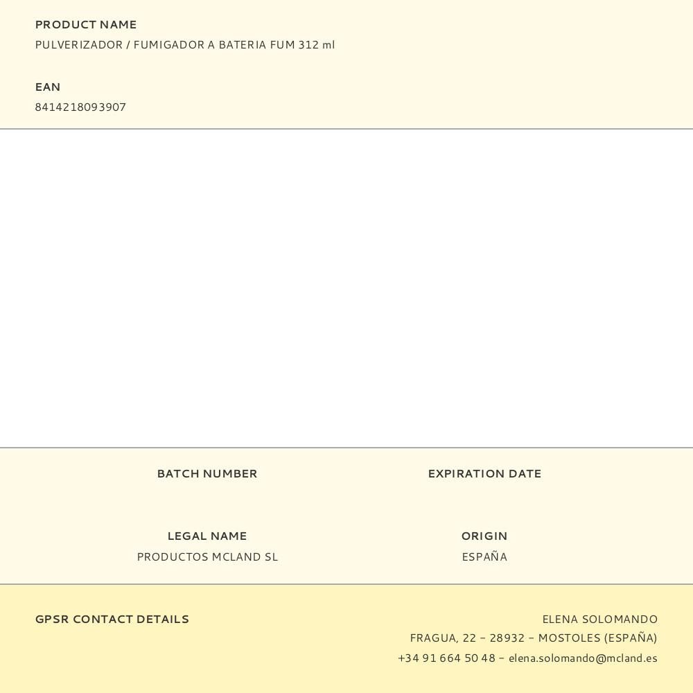 PULVERIZADOR / FUMIGADOR A BATERIA FUM 312 ml gallery 2