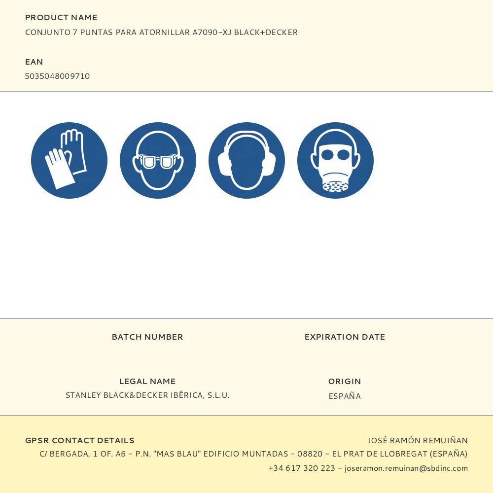 CONJUNTO 7 PUNTAS PARA ATORNILLAR A7090-XJ BLACK+DECKER gallery 1