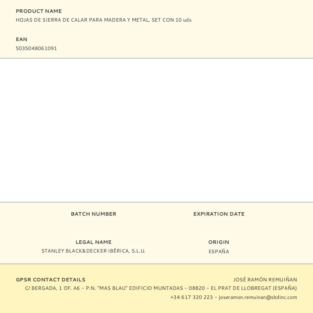 HOJAS DE SIERRA DE CALAR PARA MADERA Y METAL, SET CON 10 uds gallery 1