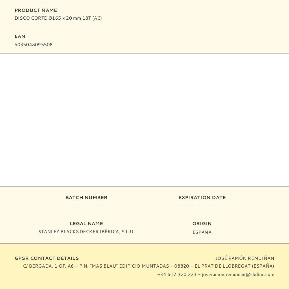 DISCO CORTE Ø165 x 20 mm 18T (AC) gallery 1