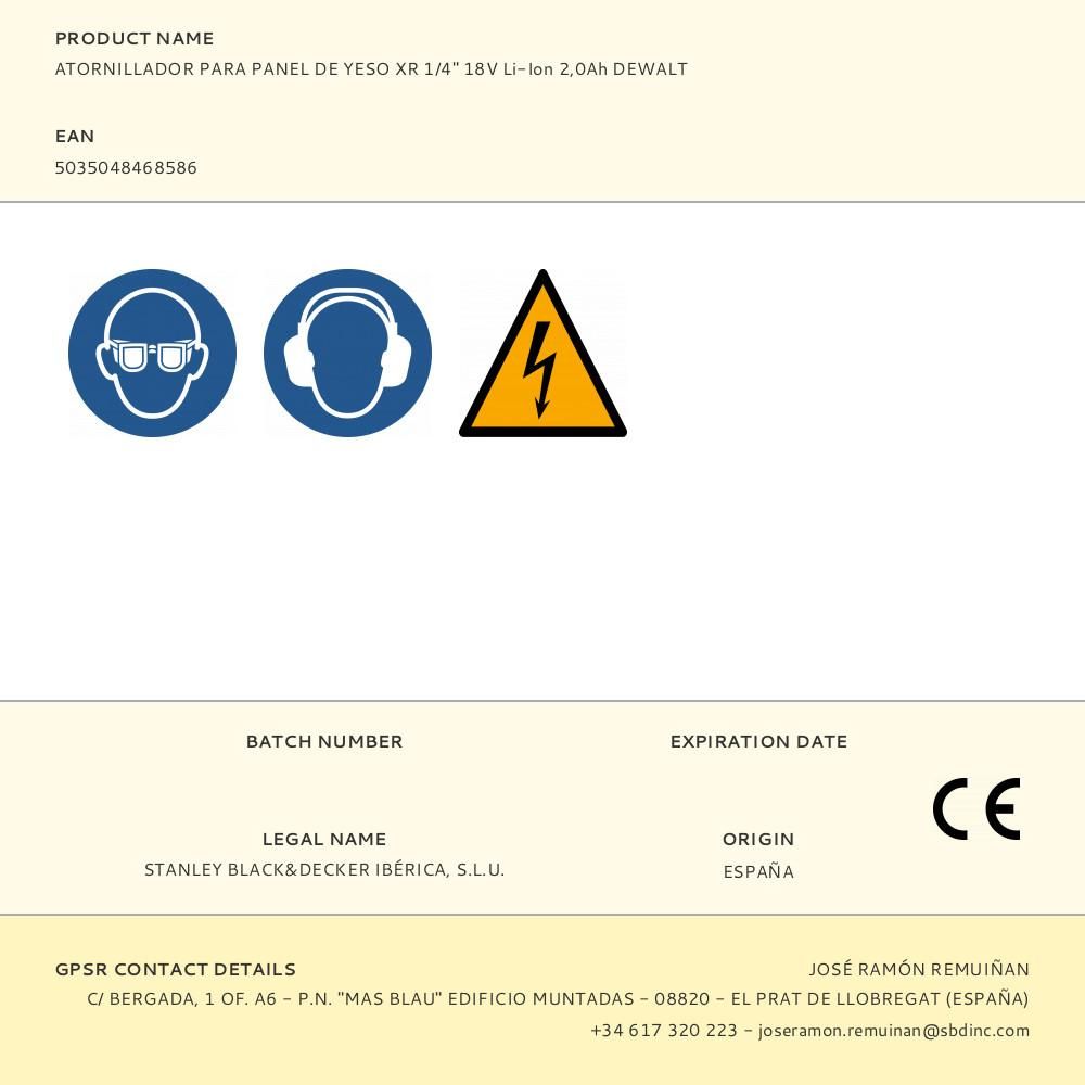 KIT ATORNILLADOR BRUSHLESS PARA PANEL DE YESO 18 V ¼ pulg CON 2 BATERÍAS 2,0Ah Y CARGADOR gallery 2
