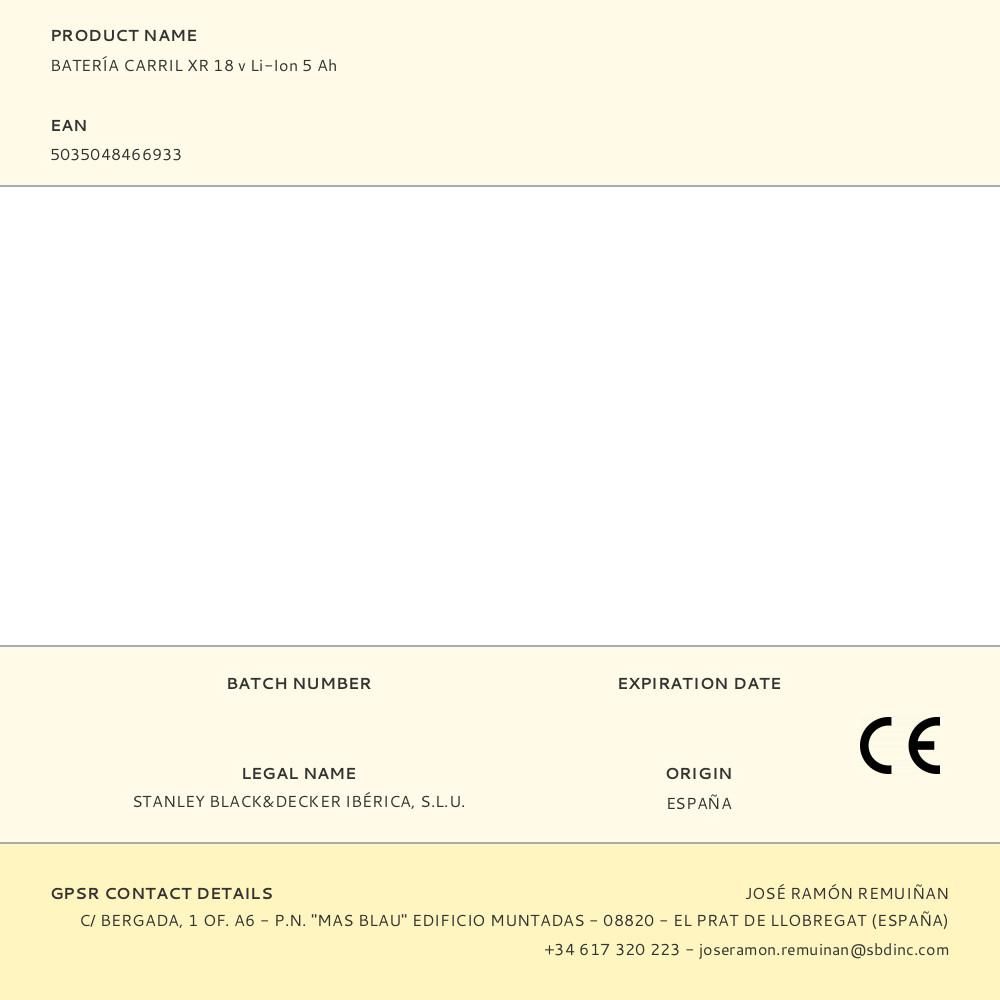 BATERÍA CARRIL XR 18 v Li-Ion 5 Ah gallery 1