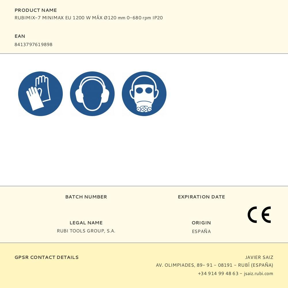RUBIMIX-7 MINIMAX EU 1200 W MÁX Ø120 mm 0-680 rpm IP20 gallery 2