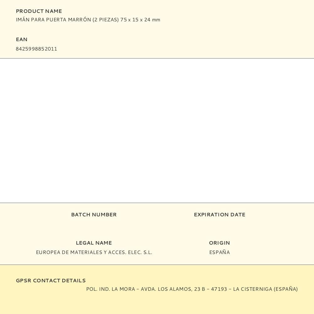 IMÁN PARA PUERTA MARRÓN (2 PIEZAS) 75 x 15 x 24 mm gallery 1