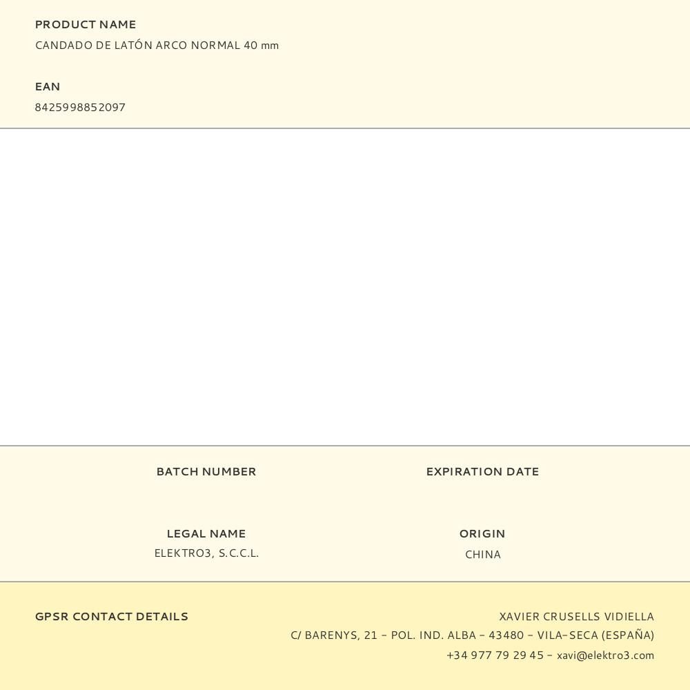 CANDADO DE LATÓN ARCO NORMAL 40mm gallery 1