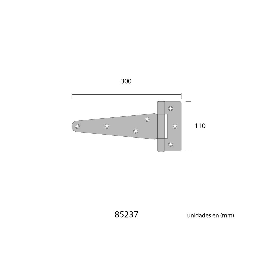 BISAGRA EN FORMA DE T 300 x 110 mm HIERRO NEGRO EPOXY gallery 0