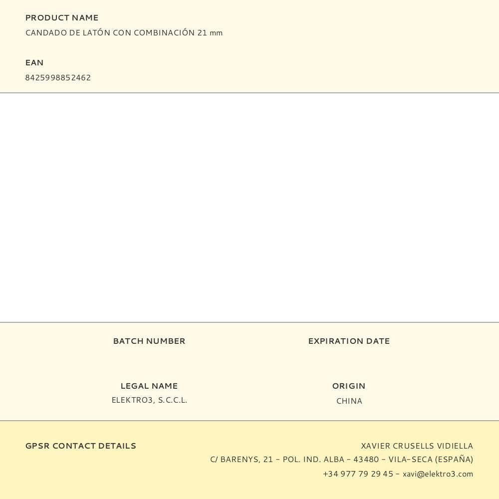 CANDADO DE LATÓN CON COMBINACIÓN 21 mm gallery 1